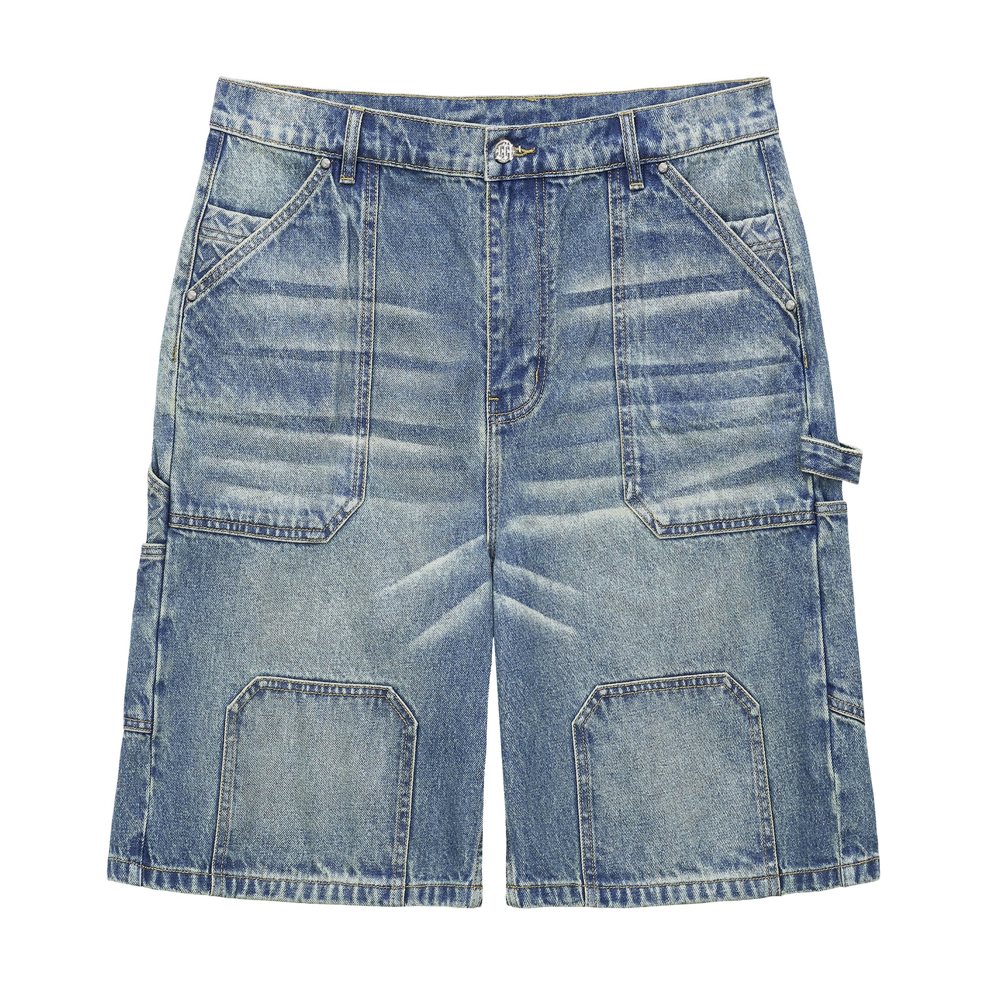 STEEL EMBOSSED DENIM CARPENTER SHORTS - Image 2