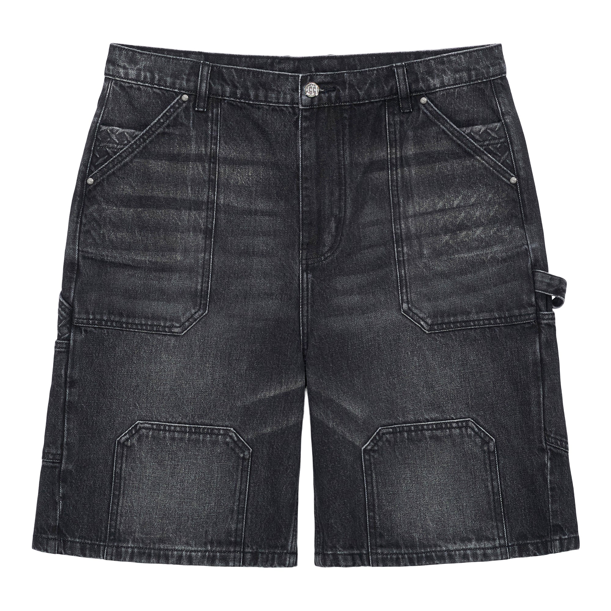 STEEL EMBOSSED DENIM CARPENTER SHORTS - Image 2