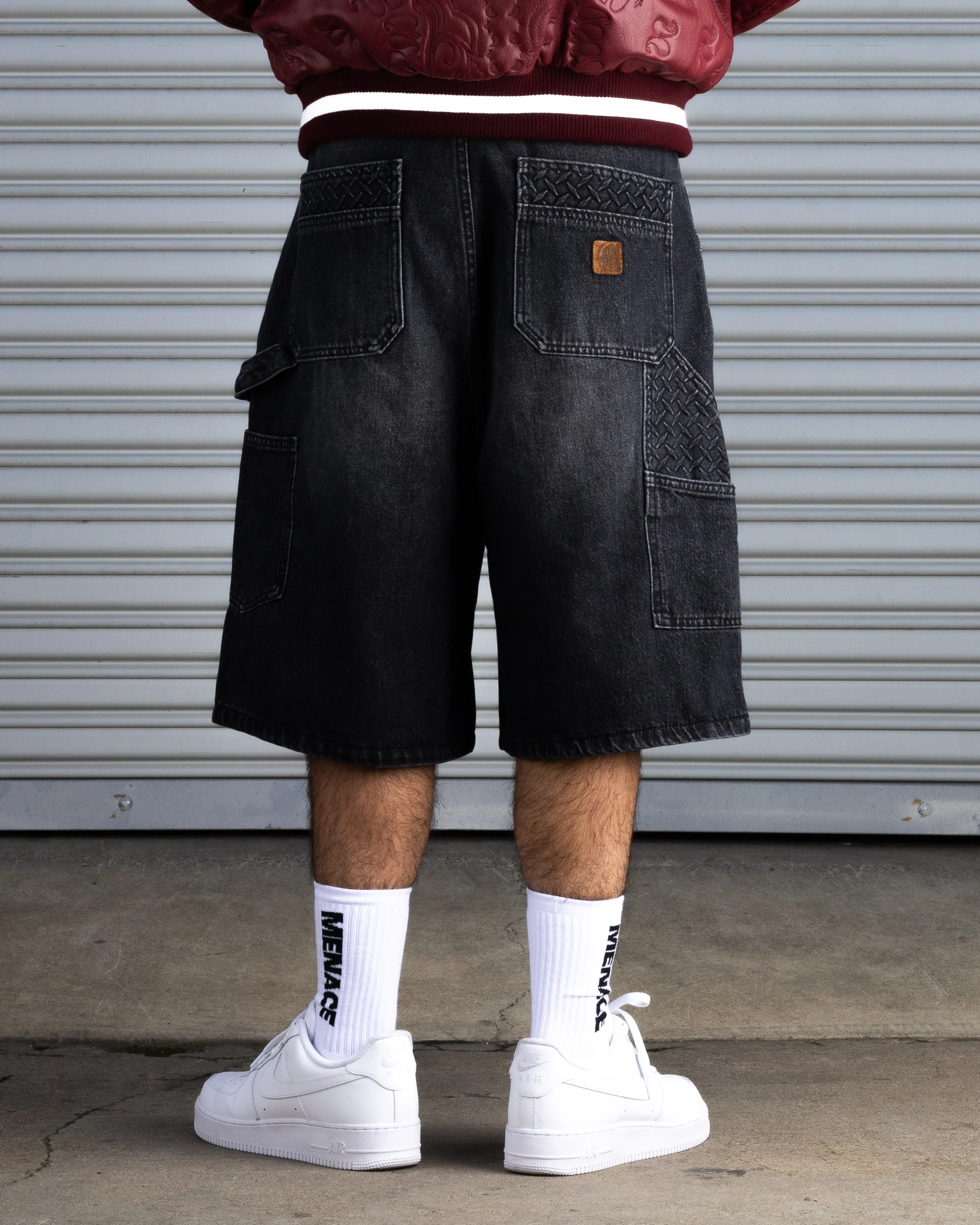 STEEL EMBOSSED DENIM CARPENTER SHORTS - Image 5