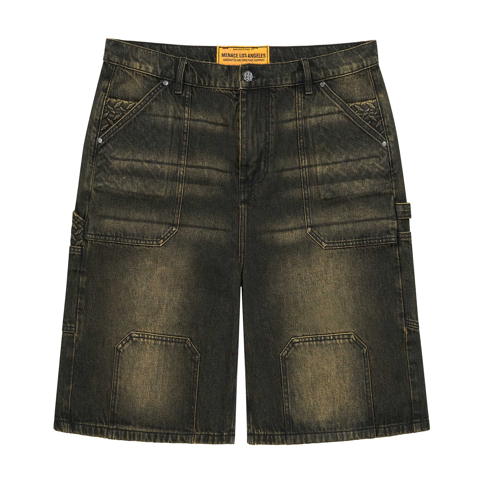 STEEL EMBOSSED DENIM CARPENTER SHORTS - Image 2
