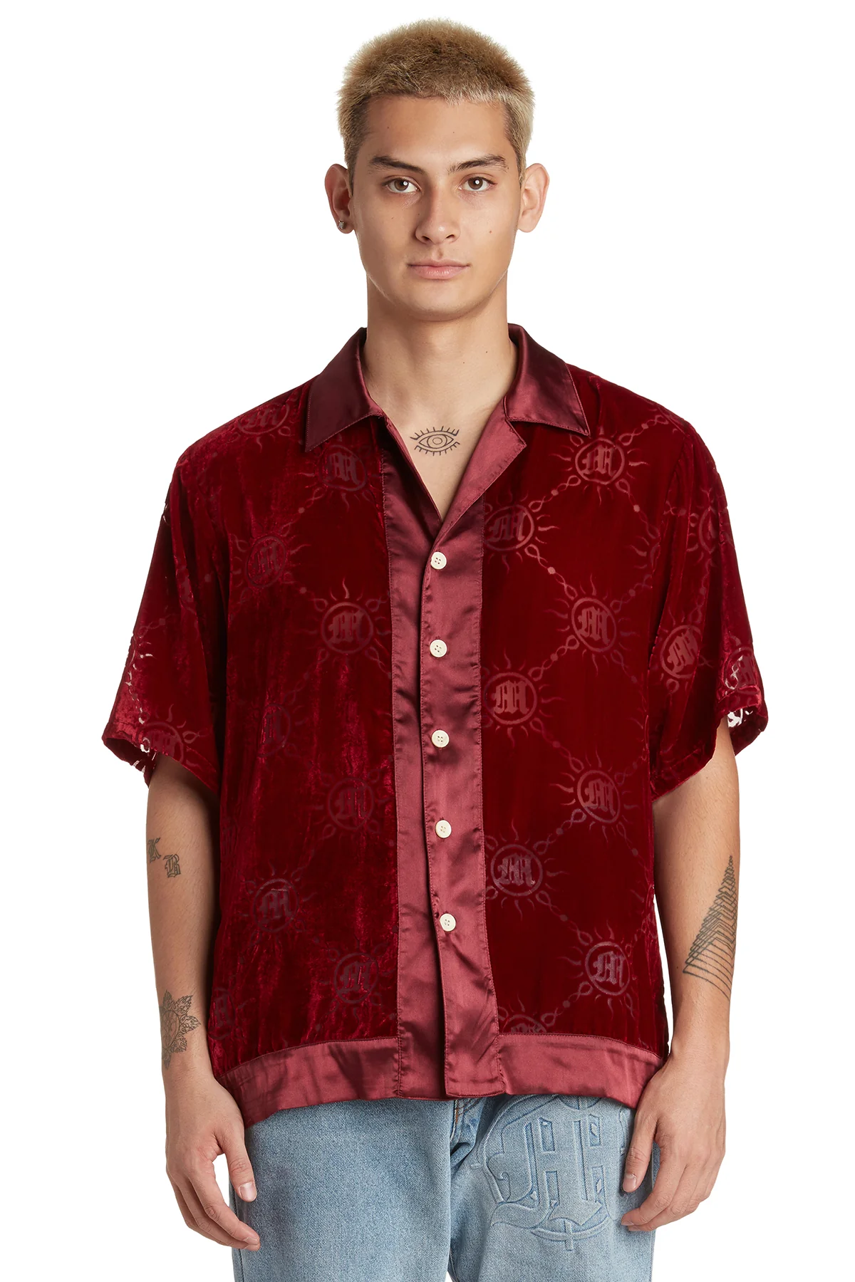 VELOUR BURNOUT MONOGRAM BUTTON-UP - Image 3
