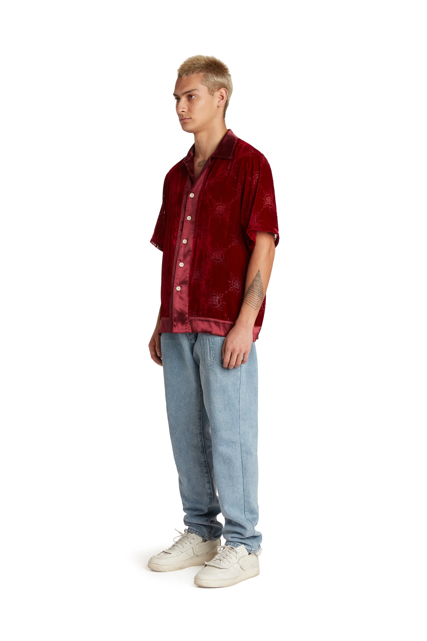 VELOUR BURNOUT MONOGRAM BUTTON-UP - Image 7