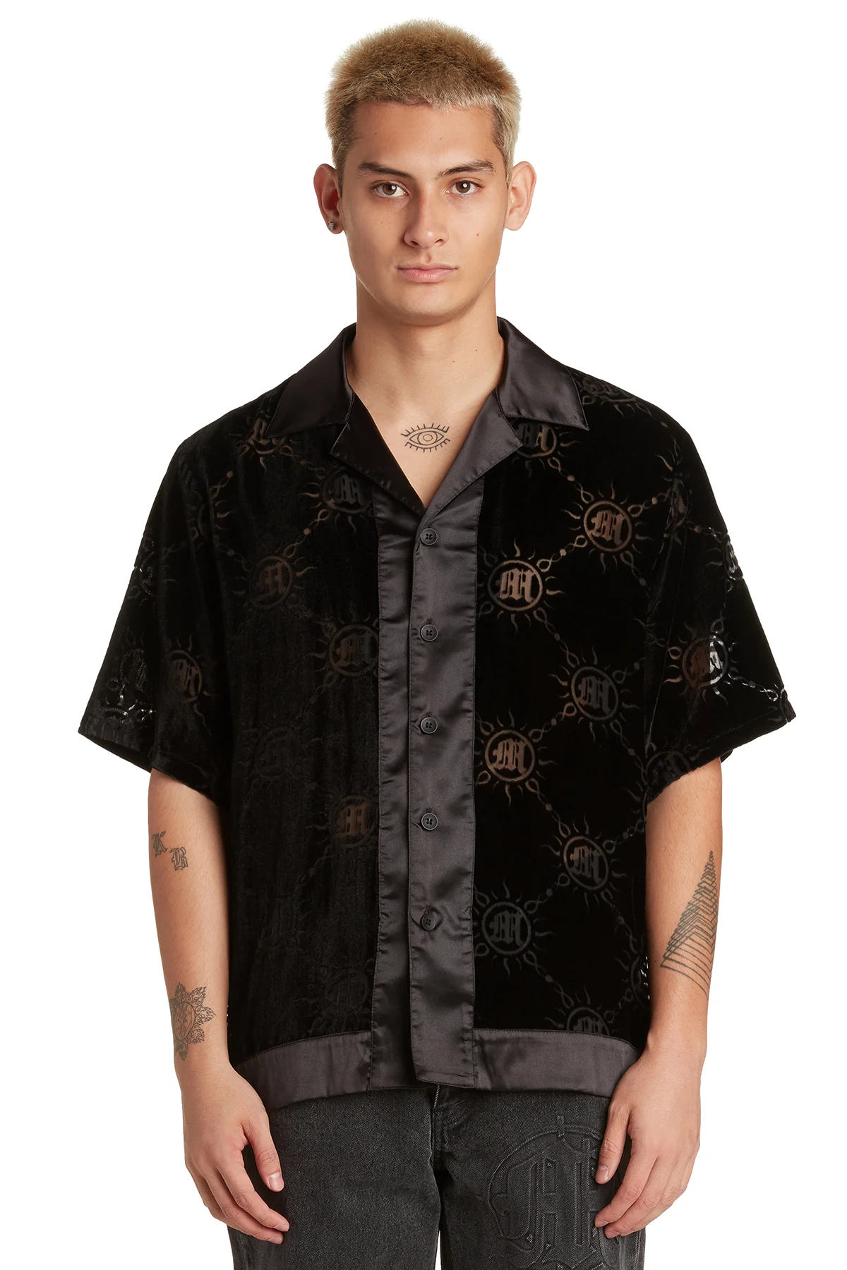 VELOUR BURNOUT MONOGRAM BUTTON-UP - Image 3