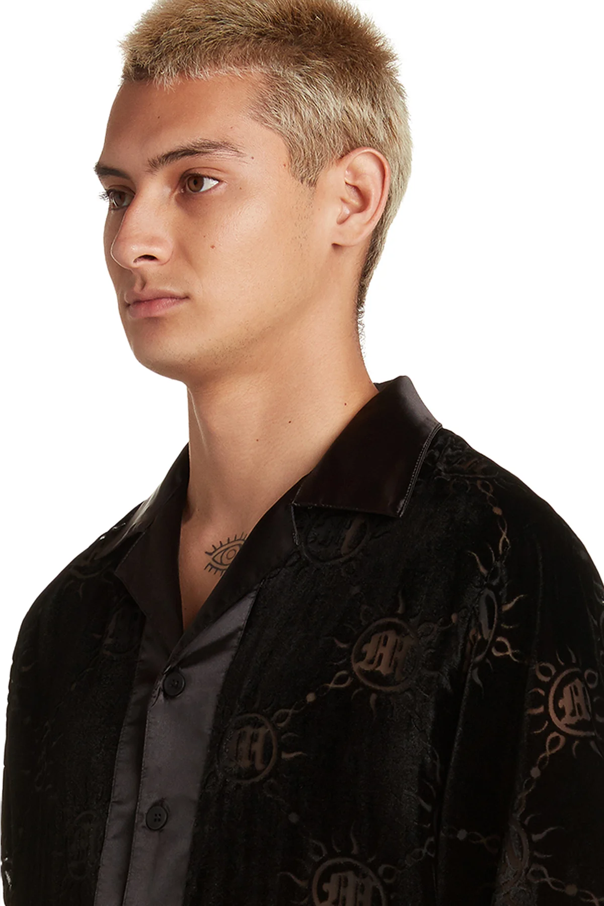 VELOUR BURNOUT MONOGRAM BUTTON-UP - Image 5