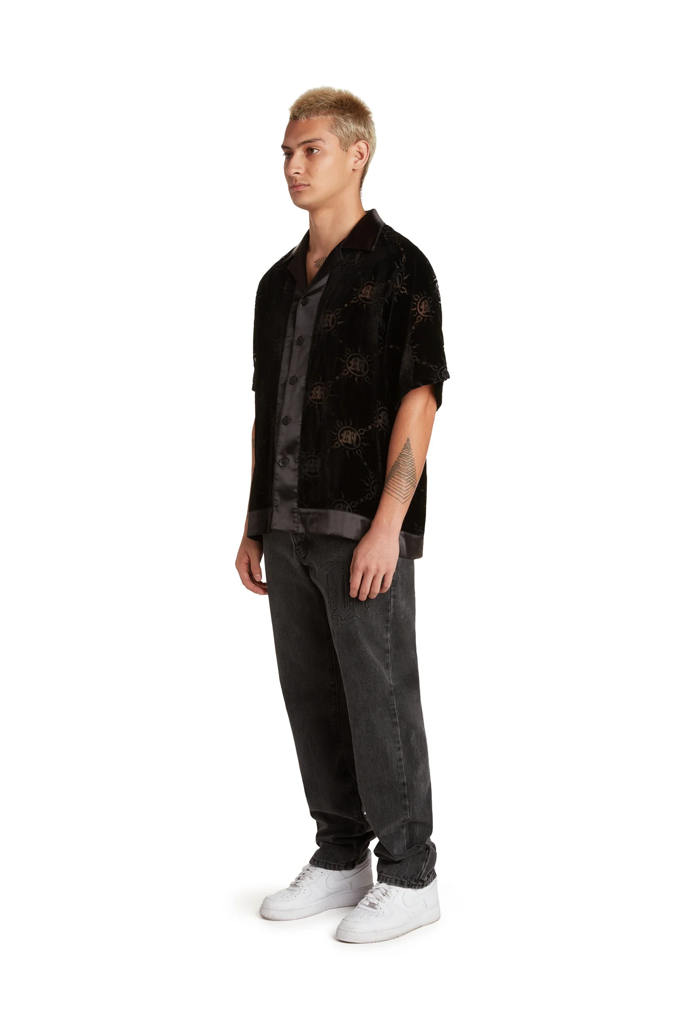 VELOUR BURNOUT MONOGRAM BUTTON-UP - Image 7